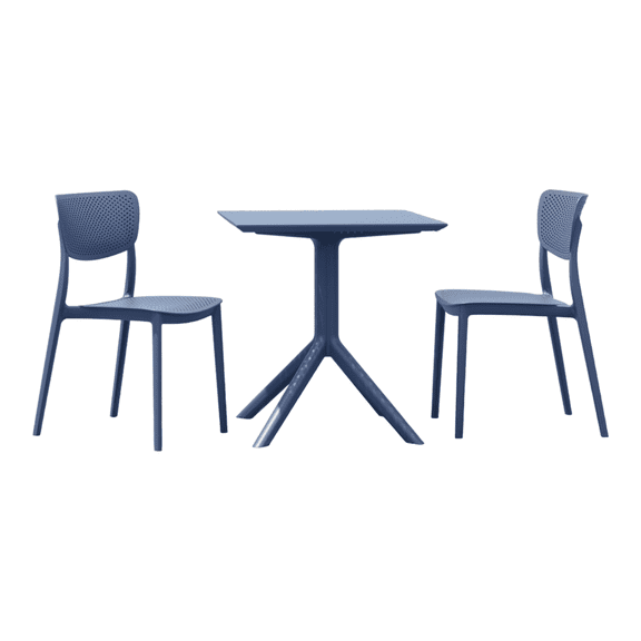 Luxury Commercial Living 3-Piece Gray Solid Outdoor Patio Bistro Set 33"