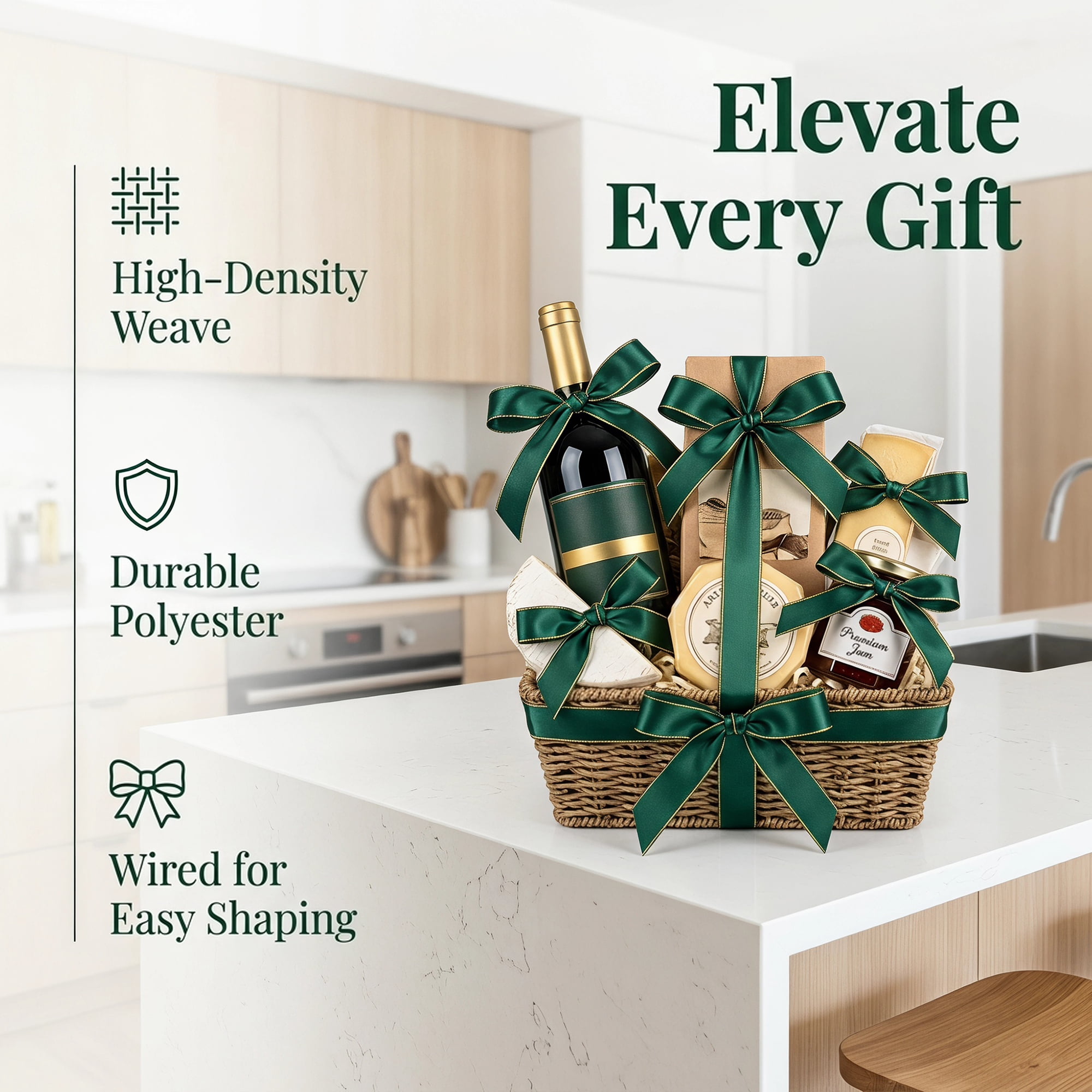 Unique Bargains Elegant Fabric Ribbon for Gift Wrapping and Crafting Projects Green