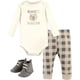 thumbnail image 1 of - Conjunto de body unisex de algodón para bebé, pantalón y zapos, oso acurrucado, 0-3 meses, 1 of 5