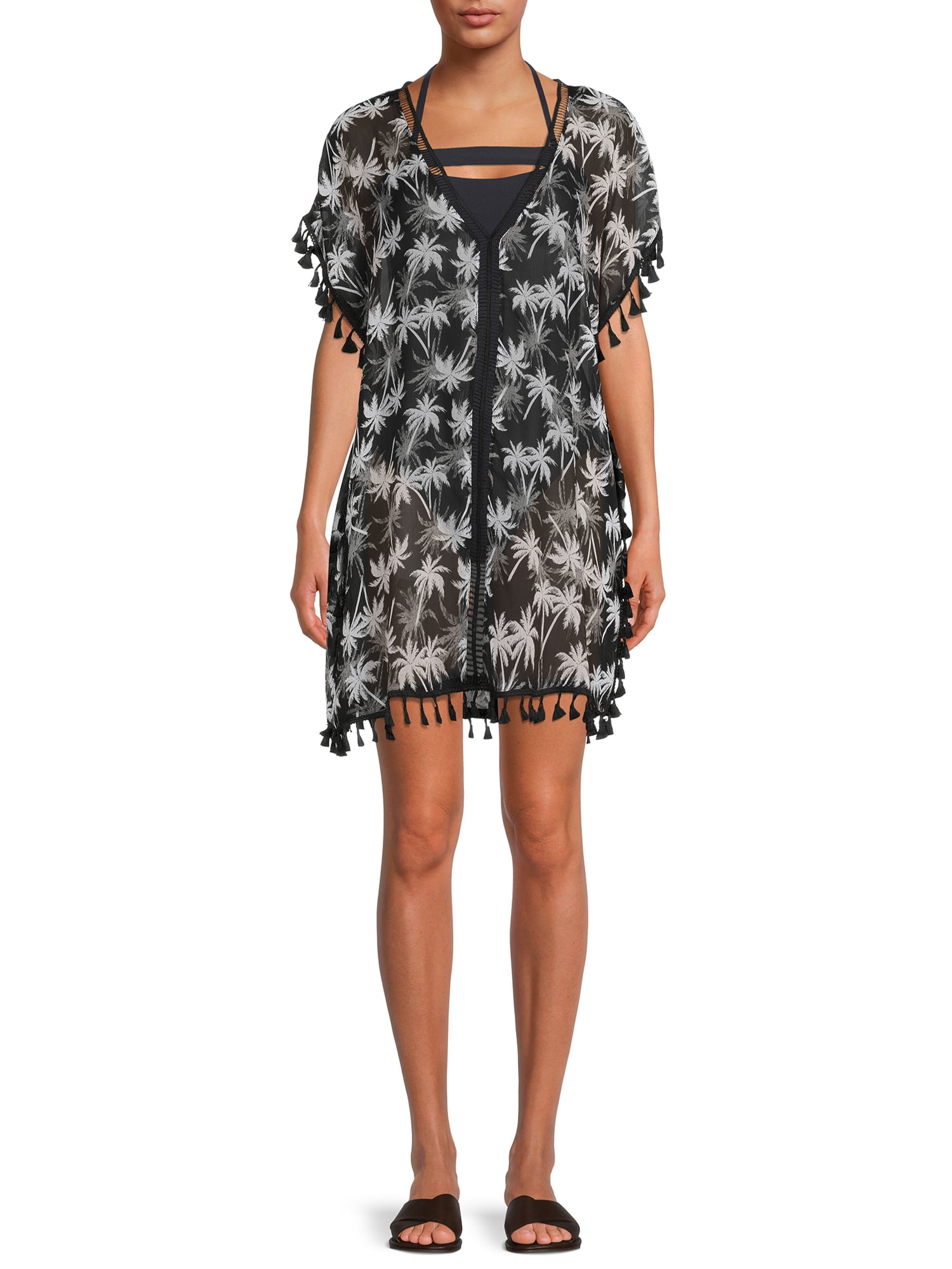 polyester  print-one size OVERSIZE PONCHO/TOP/COVER UP 