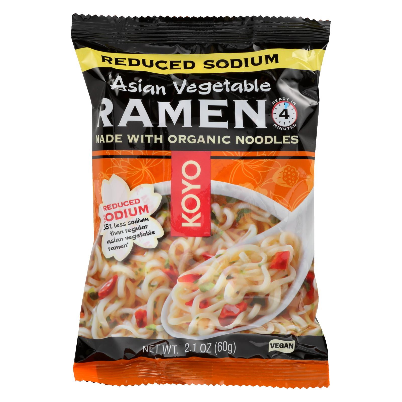 Koyo Asian Vegetable Reduced Sodium Ramen - Case Of 12 - 2.1 Oz