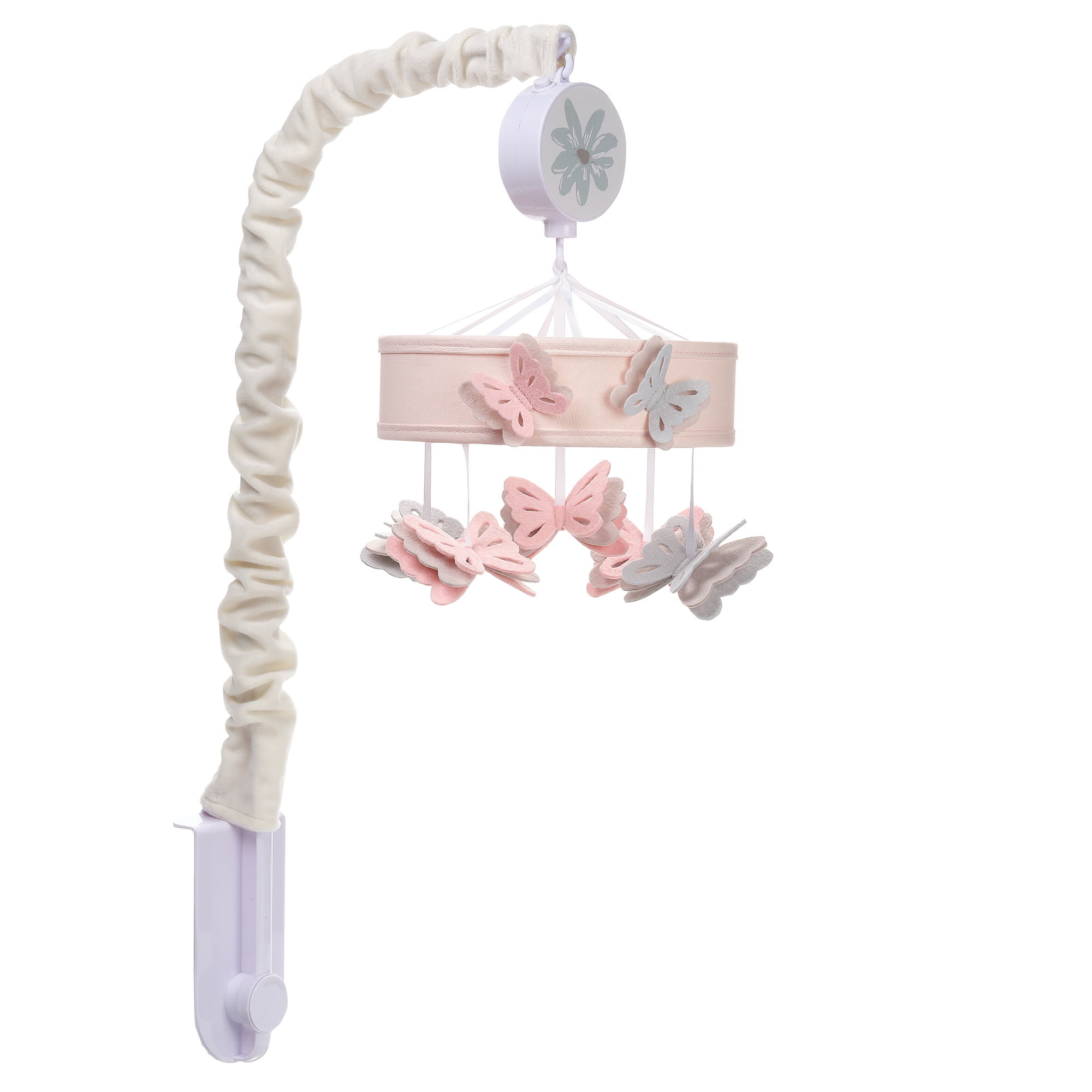 Lambs & Ivy Baby Blooms Pink Butterfly Musical Baby Crib Mobile Soother Toy
