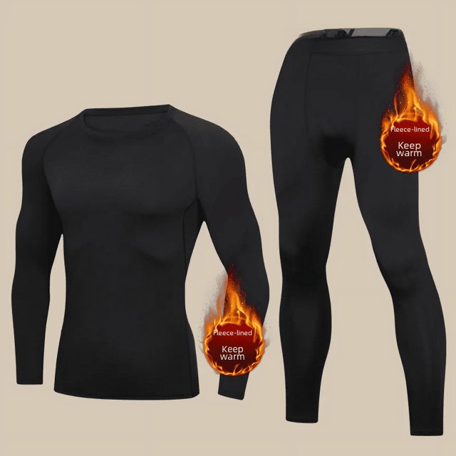 Traje de latón cálido para hombre, forro polar de invierno, capa base gruesa para correr, protección contra el frío, pantalones ajustados deportivos para otoño
