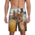 thumbnail image 1 of Balery Relaxing Cat With Orange Juice Pantalones cortos de pijama de punto de algodón para hombre con cinturilla y bolsillos-3X-Large, 1 of 6