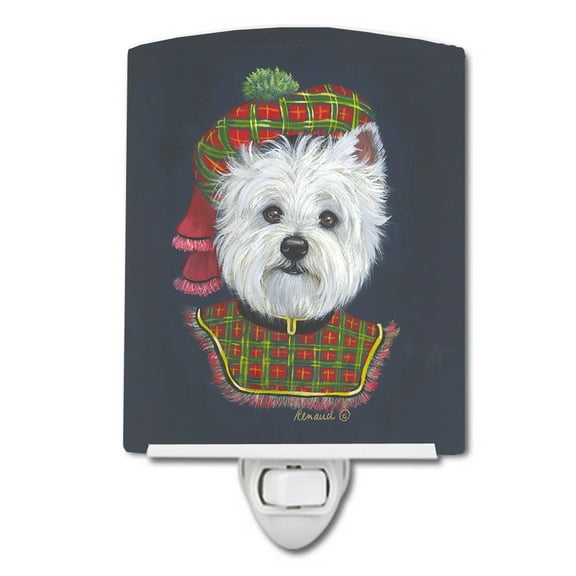 Caroline's Treasures PPP3213CNL Westie Lad Plaid Ceramic Night Light, 6x4x3", multicolor