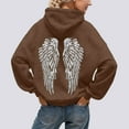 thumbnail image 2 of HOWPAY Angel Wings Hoodies for Women Printed Long Sleeve Casual Sweatshirt Kangaroo Pocket Drop Shoulder Loose Fit Fall Winter Outfits Clothes Coffee XXL, 2 of 8