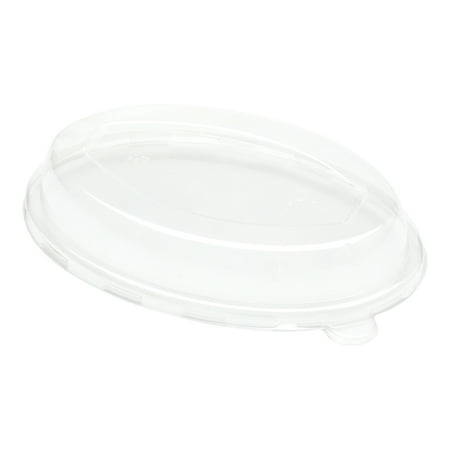 Pulp Tek Oval Clear Plastic Dome Lid - Fits 18 oz Bagasse Salad Plate - 100 Count Box