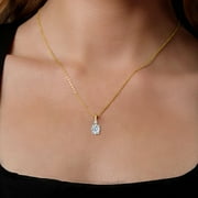 Gem Stone King 18K Yellow Gold Plated Silver White Zirconia Pendant Necklace for Women (3.10 Cttw, Gemstone Birthstone, Oval 9X7MM, with 18 inch Silver Chain)