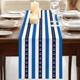thumbnail image 3 of Anchor Stripe 70 Inch Table Runner, Navy Blue Nautical Coastal White Sea Farmhouse Dresser Scarf Cotton & Linen Tablerunner for Dining/Kitchen Island/Holiday Party Décor 13" x 70", 3 of 9