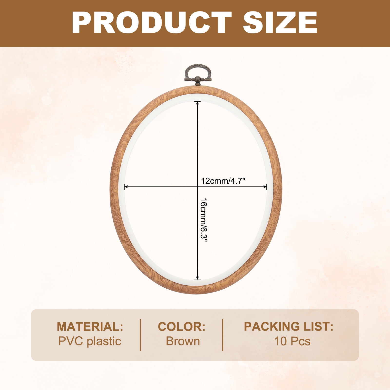 Uxcell 10 Pieces 6.3"x4.7" Embroidery Hoops Frame Imitated Wood Oval Cross Stitch Hoop Ring for Embroidery Art Craft Handy Sewing Decoration