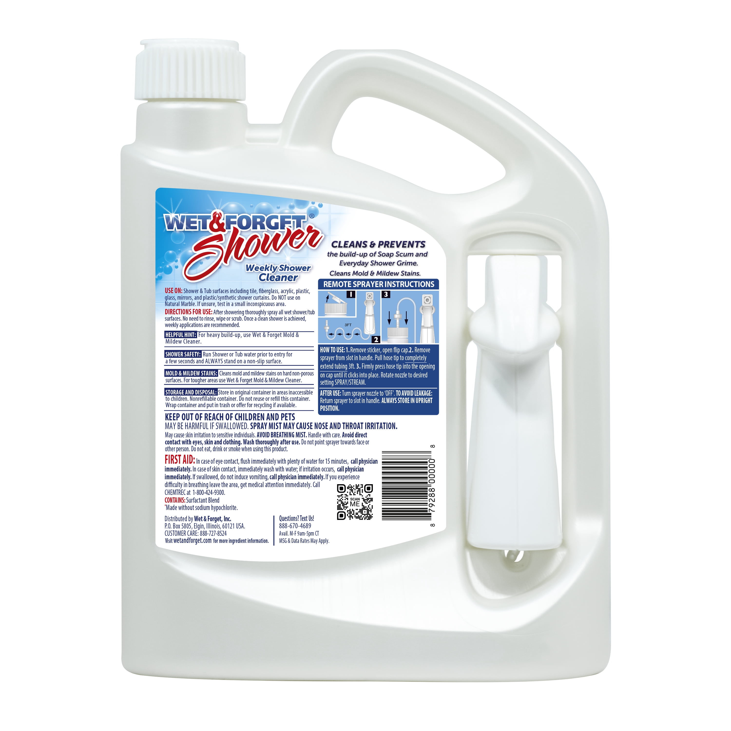 Wet & Forget Weekly Shower Cleaner Spray, Fragrance Free, 64 fl oz