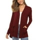 thumbnail image 2 of Blusa elegante de manga larga color vino tinto para mujer, con frente abierto y bolsillos, talla XL, 2 of 5