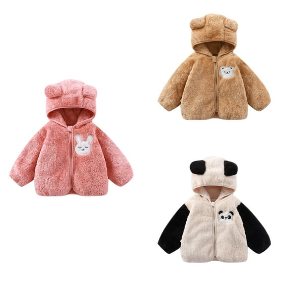 Ahuyic Toddler Kids Long Sleeved Jacket For Fall And Winter, Warm Coat For Kids, Childrens Teddy Fleece Top Zipper Jacket Double-Sided Fleece Top Jacket For Kids