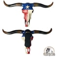 thumbnail image 3 of Urbalabs Texas Longhorn Skull Horns Wall Sculpture Faux Animal Western Wall Mount Cow Decor 20.5 In Wide Bull Statue Ranch Home Decoration Red White Blue Hand Painted (Texas Flag Longhorn), 3 of 7