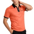 thumbnail image 2 of Hearthz Men’s Polo Shirts with Pocket Quarter Zip Men's Short-Sleeve Shirt Business Casual Lapel Collar Men's Hiking Shirts ,Orange XXL, 2 of 9