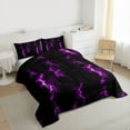 thumbnail image 3 of Feelyou Dreamy Lightning Queen Comforter Set for Teen, Purple Gradient Abstract Bedding Sets, Modern Neon Glowing Reversible Bedding Comforter Set, Breathable Home Decor, 3pcs, 3 of 8