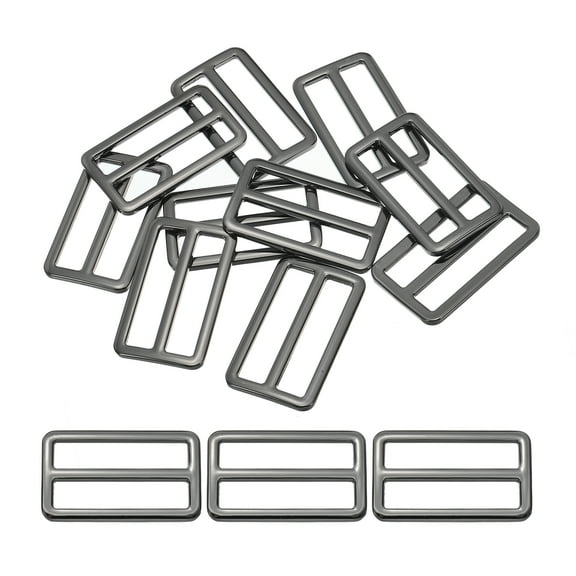Uxcell Flat Metal Slide Buckle 1.5 Inch / 38mm, 10 Pcs Tri-glide Sliders Webbing Strap Belt Adjuster Black
