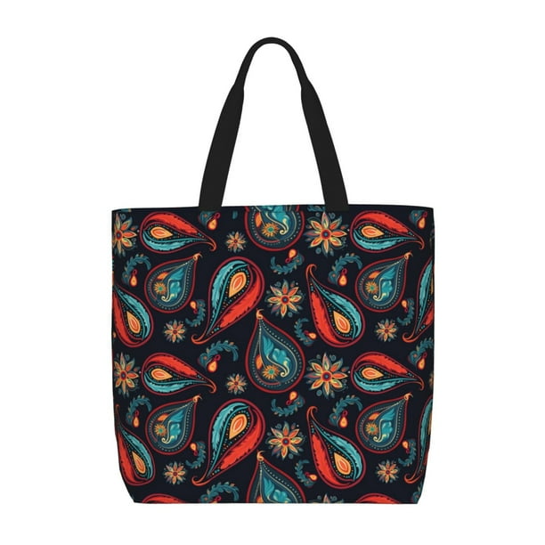 Fotbe Paisley1 Bolsa Tote con Estampado para Mujer, Bolsos con Cremallera, Bolsa de Hombro Casual de Gran Capacidad con Bolsillos Internos