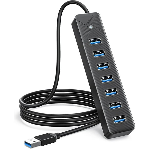 GiGimundo 7-Port USB 3.0 Hub for Laptop, with 5V/3A Power Port, (100CM Cable) with LED Display, Compatible with MacBook, PS4, Surface Pro, Flash Drive, Mobile Hard Drive