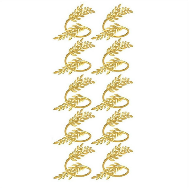 10 Servilleteros Dorados, Servilleteros de Hojas, Servilleteros de Metal para Navidad, Bodas, Cumpleaños y Cualquier Decoración de Eventos