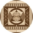 thumbnail image 1 of Ahgly Tapis Rond Lavable en Machine Intérieur Transitionnel Rouge Brun, 5 Pieds Rond, 1 of 7