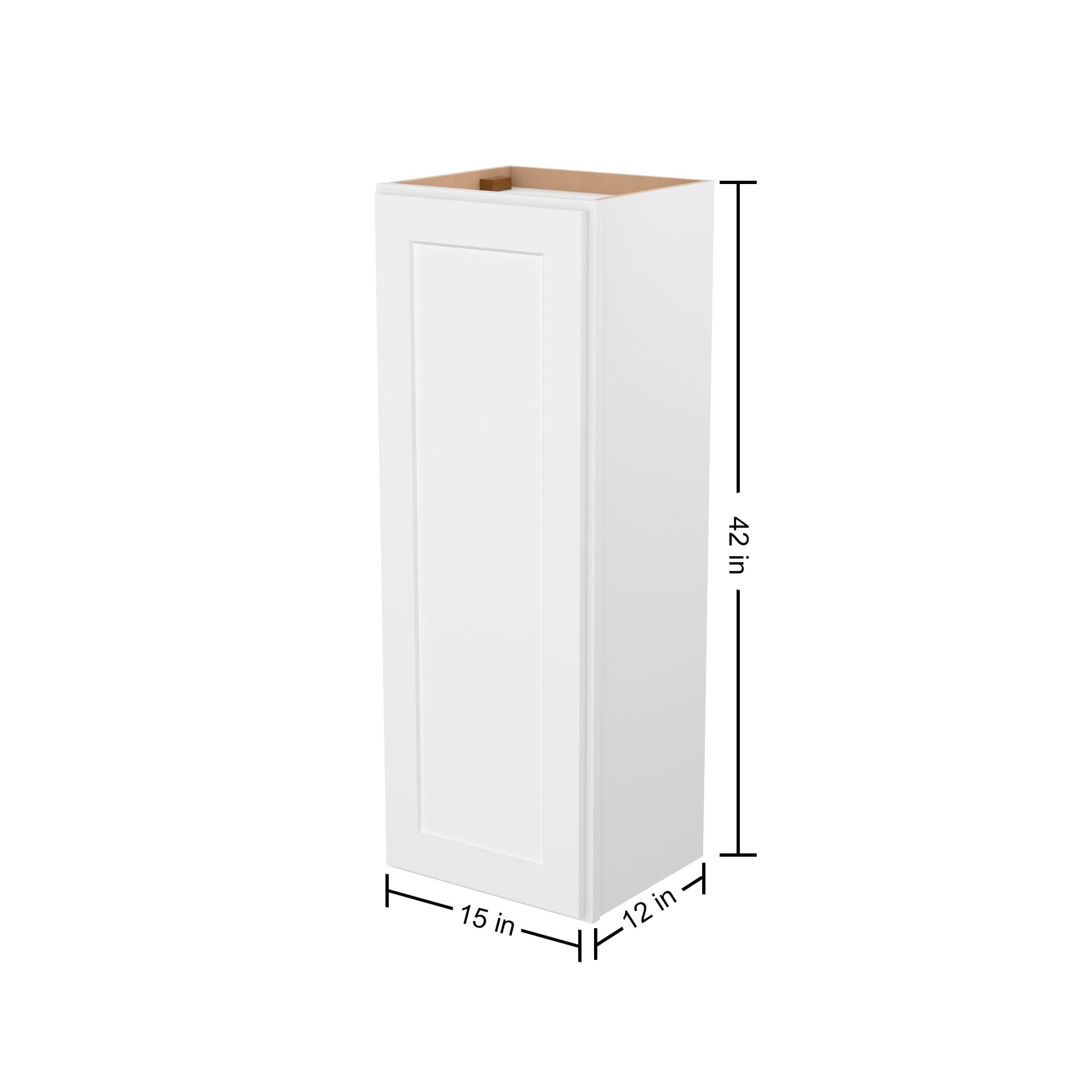 Furinno Shaker 1-Door-3 Shelves Wall Kitchen Cabinet, Ready to Assemble, 12 D x 15 W x 42 H, White