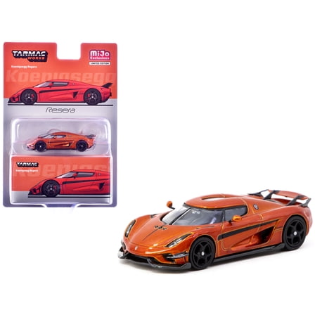 Koenigsegg Regera Orange Metallic with Black Stripes "Global64" Series 1/64 Diecast Model Car by Tarmac Works