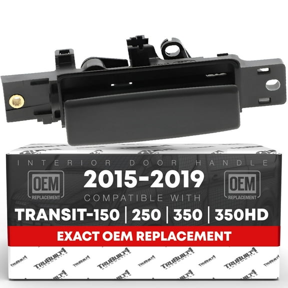 TRUBUILT1 AUTOMOTIVE Interior Passenger Sliding Door Handle Replacement - Compatible with 2014-2024 Ford Transit, 2015-2019 Ford F-150 - Textured Black, Plastic - OEM CK4Z-6122666-A, BK2Z-6122666-A
