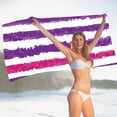 thumbnail image 4 of Toalla de playa de gran tamaño para adultos - Toalla de piscina ligera de poliéster a rayas | Toalla de viaje de baño sin arena de secado rápido para hombres y mujeres para acampar | 59x27 pulgadas, 4 of 6
