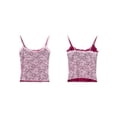 thumbnail image 6 of Women's Y2k Double-layer Lace Cami Top Sleeveless See Through Lace Tank Top Adjustable Spaghetti Strap Low Cut Sheer Floral Lace Crop Tops, 6 of 9