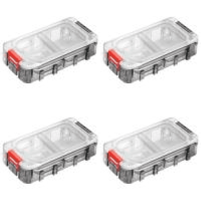 Caja de herramientas de gran capacidad con tapa transparente e impermeable (Rojo+Negro)