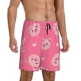 thumbnail image 3 of Rocae Cartoon Pigs and Hearts for Men's Soft Sleep Pajama Shorts, Waistband and Pockets, 3 of 9
