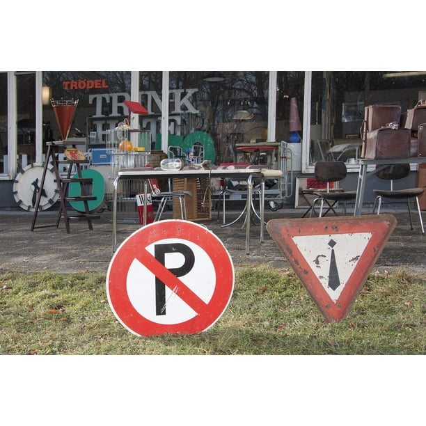 Luggage Flea Market Junk Road Signs Nippes Inch By 30 Inch Laminated Poster With Bright Colors And Vivid Imagery Fits Perfectly In Many Attractive Frames Walmart Com Walmart Com