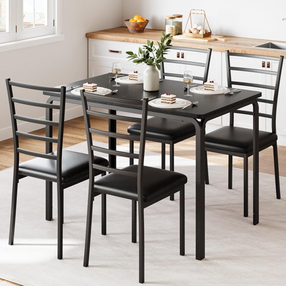 AOILE Dining Table for 4, Small Table and Chairs Set, 5-Piece Square Dinette Set for Kitchen & Dining Room, Perfect for Small Spaces
