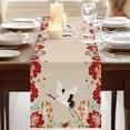 thumbnail image 3 of Table Runners 72 Inches Long Dress Scarves, Rustic Crane Farmhouse Kitchen/Dining Table Runner, Coffee Tablerunners, Vintage Red Teal Spring Floral Botanical 16x72 Inch, 3 of 9