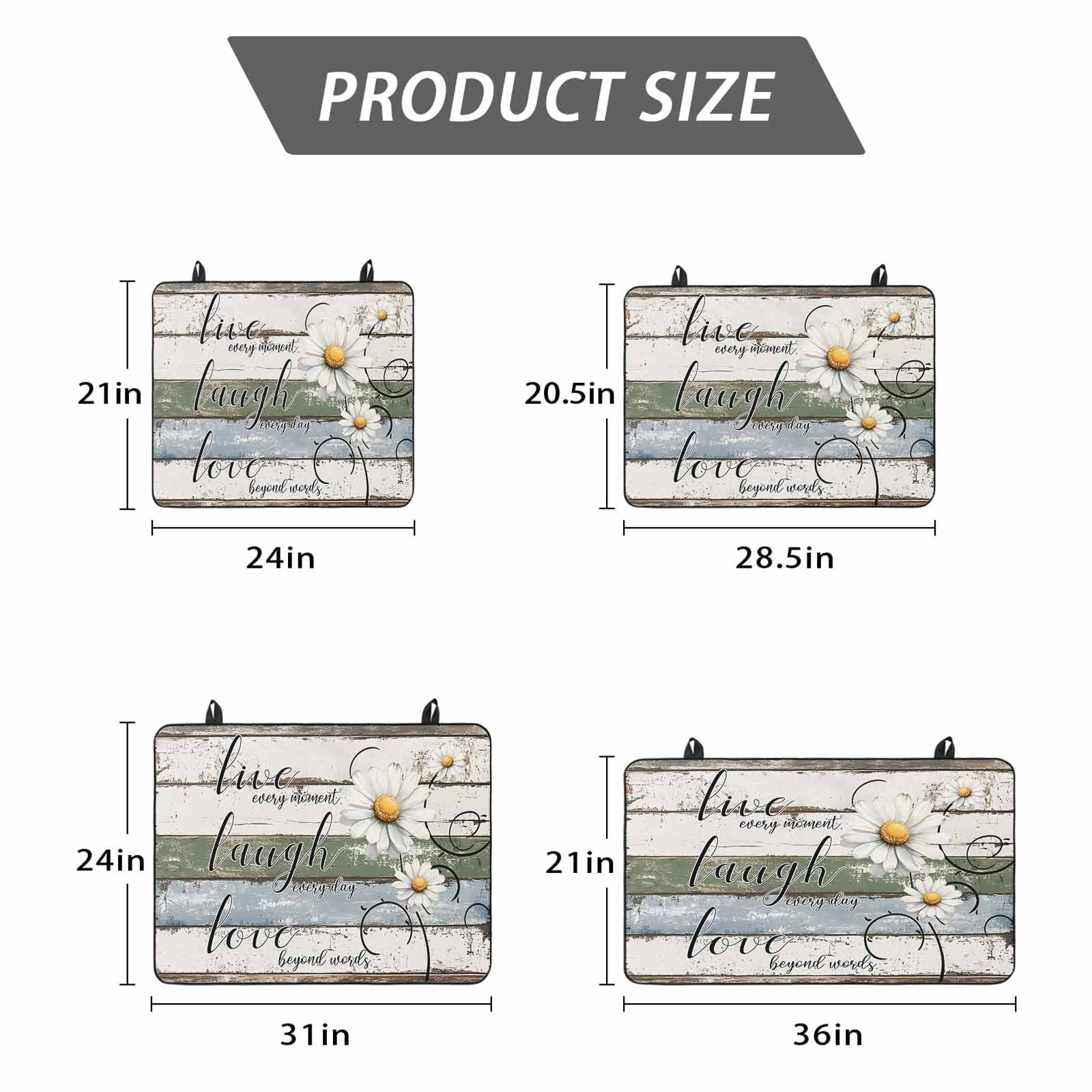 White Green Blue Stove Top Cover for Electric Stove, Heat-proof & Non Slip Glass Top Stove Cover Protector, Vintage Wooden Rustic White Daisy Floral Kitchen Flat Cooktop Rubber Mat 24x21 Inches