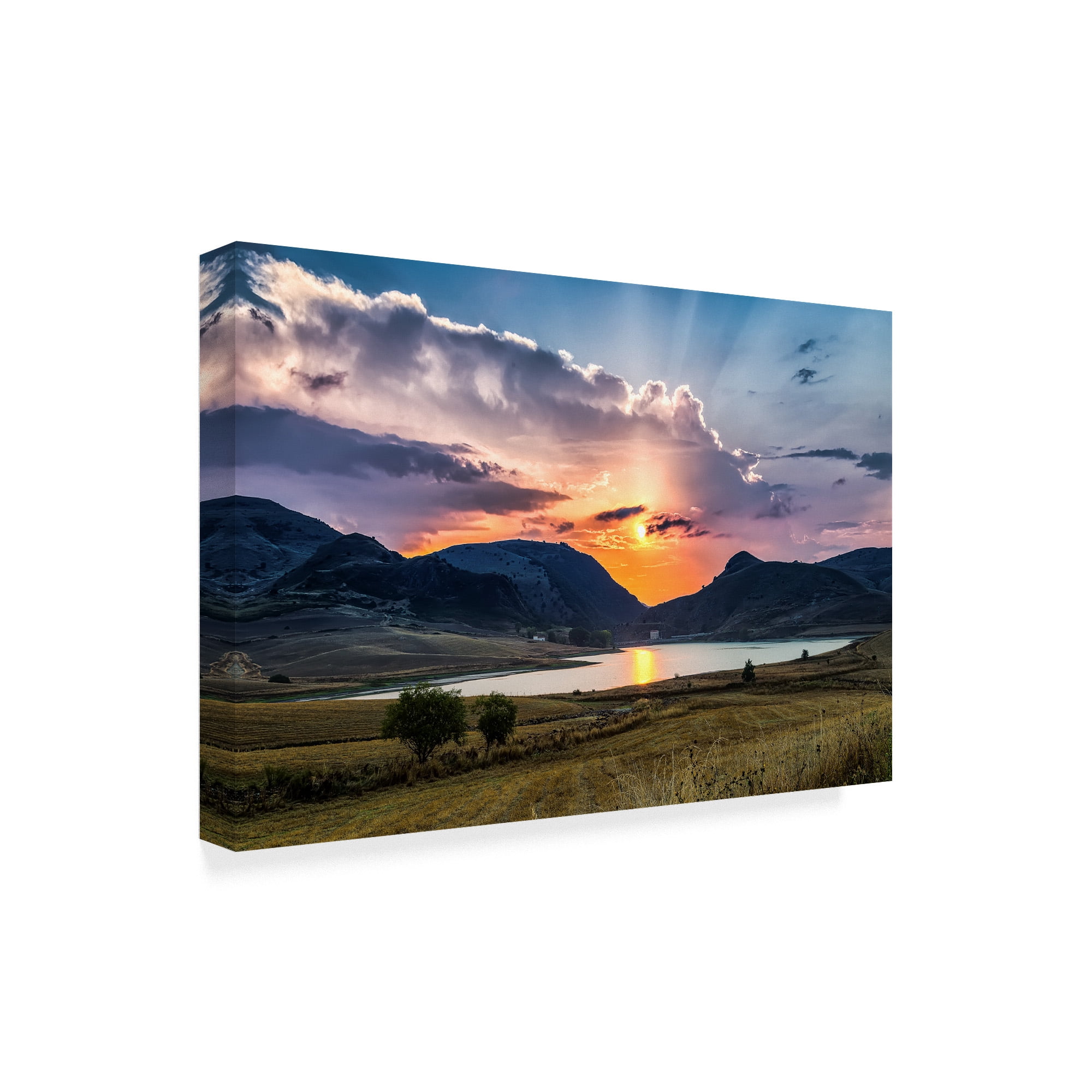 Trademark Fine Art 'Sunrays Over Mountains' Canvas Art by Giuseppe Torre
