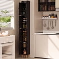 thumbnail image 2 of LAUSAINT HOME Tall Narrow Storage Cabinet, Slim Bathroom Storage Cabinet with Adjustable Shelves & 4 Leveling Feet, Freestanding Bathroom Organizer for Small Spaces, Kitchen, Living Room, Black, 2 of 9