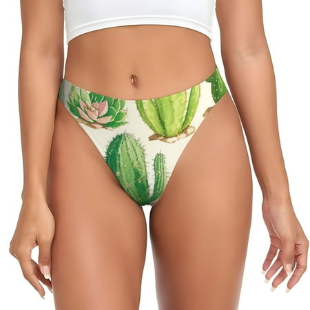 Sigee Cactus And Succulent for Women s G-String Panty  Low Rise  Soft Lace Perfect for Everyday Wear or Special Occasions-Medium
