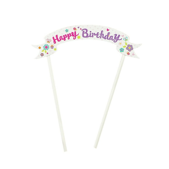 CIMAXIC Birthday Happy Birthday Cake Topper Cake Decorations Party Supplies (Pink Flower),5.91"X1.18"X5.91"
