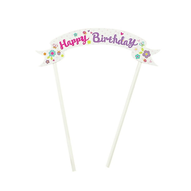 KAKOWELY Adorno para tarta de feliz cumpleaños, decoración para tartas, suministros para fiestas (flor rosa)