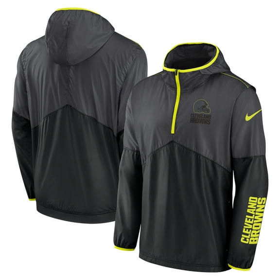 Men's Nike Anthracite Cleveland Browns Volt Hoodie Half-Zip Jacket