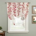 thumbnail image 2 of Butterfly Flower Balloon Curtains for Living Room/French Door, Farmhouse Country Pink Floral on Linen Tie Up Curtains 63 Inch Length Energy Saving Kitchen Curtains Shades for Windows 42"x63", 2 of 8