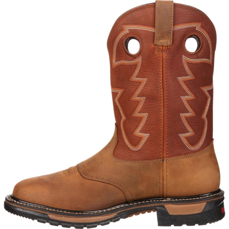 Ariat Rocky Western Work Boots Saddle Brown Square Toe Pull-On 11” Mens 12W EUC Rocky Men main image 2