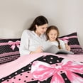 thumbnail image 5 of Erosebridal Dreamy Princess Bowknot 7 Pieces Bedding Comforter Set,Pink Black Vintage Floral Full Bedding Set For Kids,Pink Reversible, 5 of 7