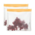 thumbnail image 1 of Uxcell Sac de Congélation Réutilisable 11"x2"x7.9", 2 Pcs Sacs de Stockage Alimentaire Étanches avec Fermeture Éclair pour Réfrigérateur Collation Légumes Fruits Glace pour une Fraîcheur Durable, Orange, 1 of 7