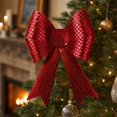 thumbnail image 2 of Red Sequin Christmas Bow, Large Metallic Glitter Decoration in 4 Sizes for Wreath, Tree, Garland, Door, Gift Box and Holiday Decor, 2 of 6