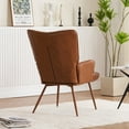 thumbnail image 2 of FERPIT PU Faux Leather Accent Chair With Solid Metal Legs, Brown, 2 of 5