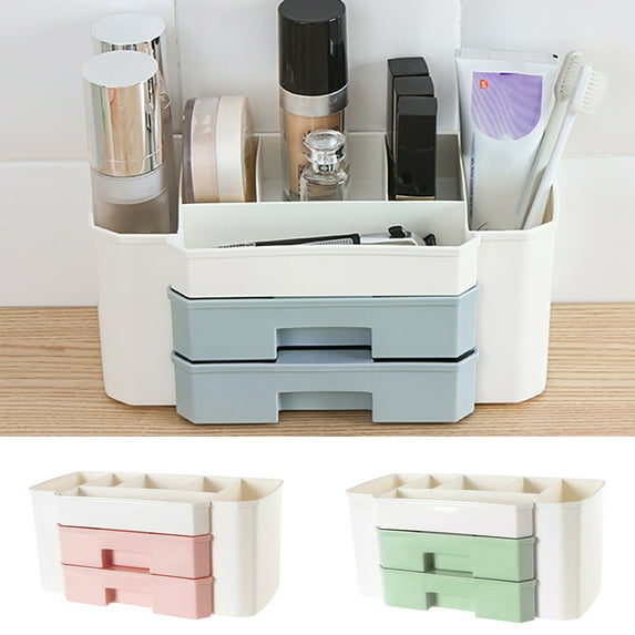 D-GROEE Makeup Organizer With Drawers, Chic Countertop Storage for Cosmetics Elegant Vanity Holder for Brushes, Eyeshadow, Lotions, Lipstick, Nail Polish and Jewelry