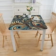 thumbnail image 3 of COMIO Table Cover Peacock Feather Decorative Square Tablecloth, 100% Polyester Fiber, Elastic Band Closure, Suitable for 44in, 48in, 54in, 60in Square Tables White, 3 of 7